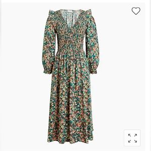 V-neck smocked midi dress